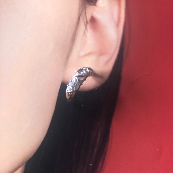 NEW tanzanite CZ gold half moon hoop earrings hoops gemstone - Picture 14 of 15